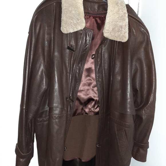 Creations De Cuir Andre Leather Driving Jacket w/Shearling Collar - Picture 4 of 9